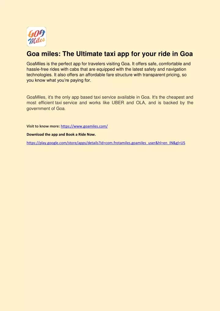 goa miles the ultimate taxi app for your ride