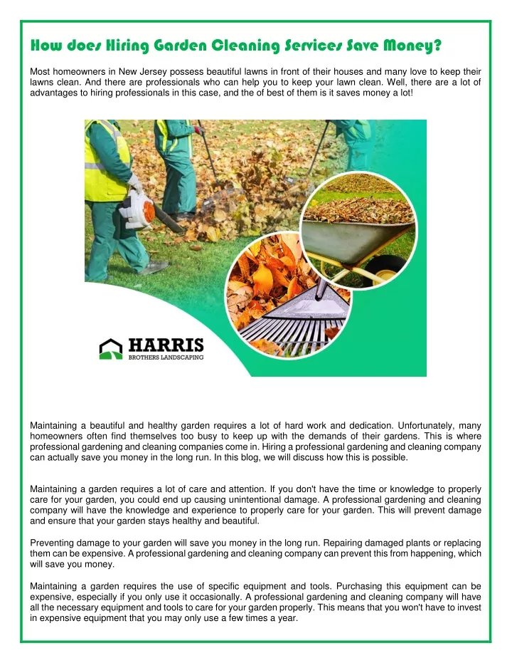 how does hiring garden cleaning services save