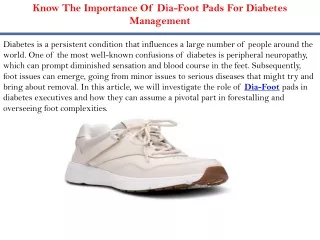 Know The Importance Of Dia-Foot Pads For Diabetes Management