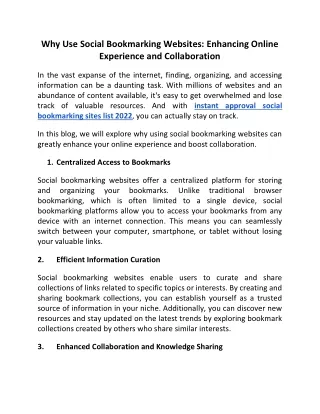 Why Use Social Bookmarking Websites Enhancing Online Experience and Collaboration