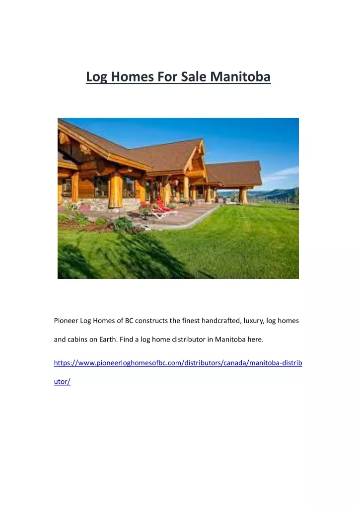 log homes for sale manitoba