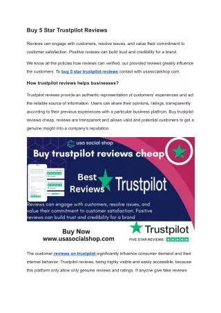 Buy 5 Star Trustpilot Reviews