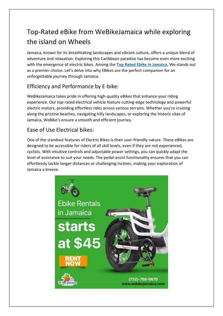 top rated ebike from webikejamaica while