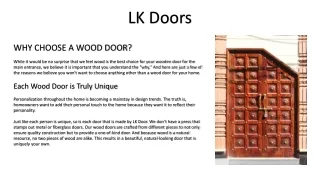 WHY CHOOSE A WOOD DOOR?