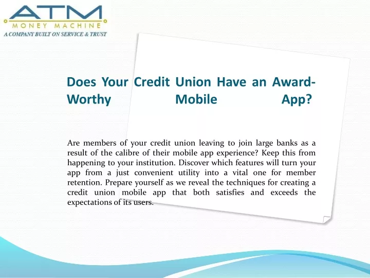 does your credit union have an award worthy mobile app