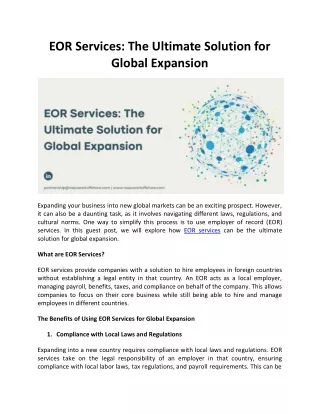 EOR Services The Ultimate Solution for Global Expansion