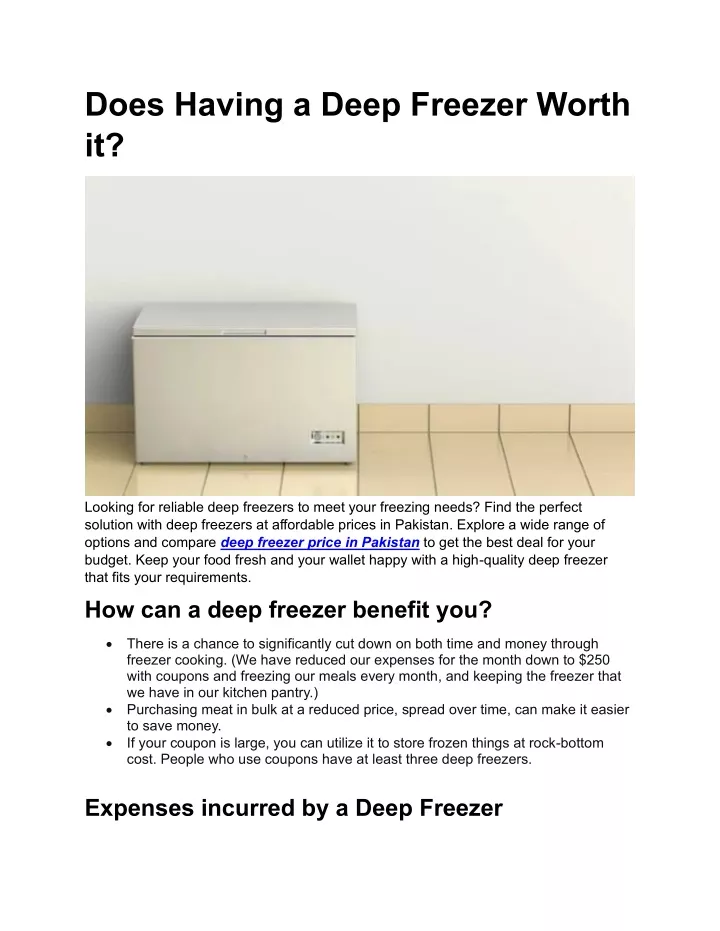 does having a deep freezer worth it