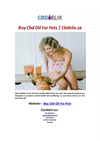 Buy Cbd Oil For Pets
