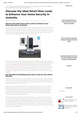 Discover the Ideal Smart Door Locks to Enhance Your Home Security in Australia