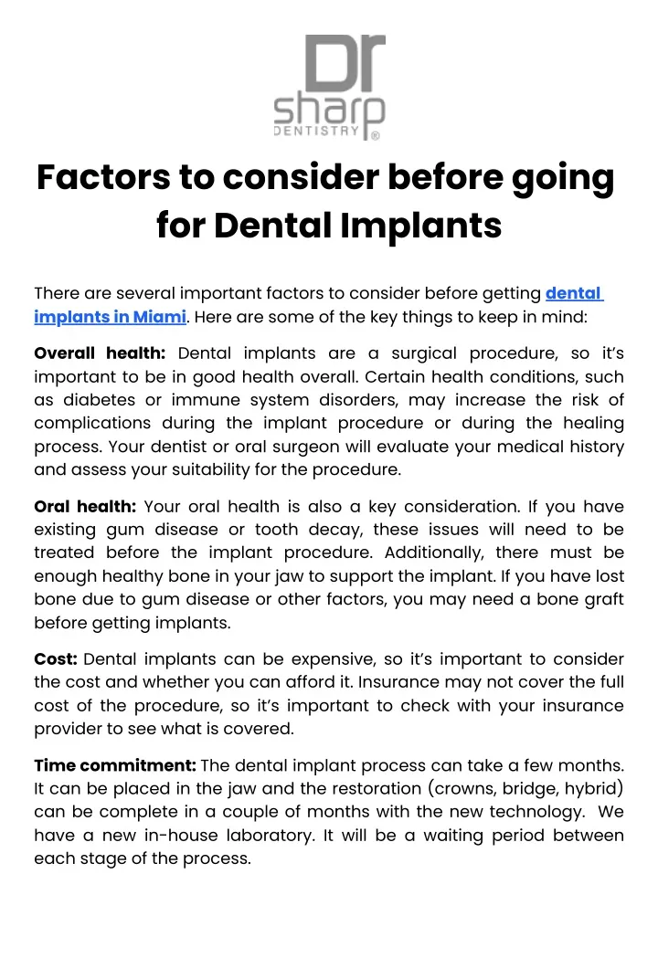 factors to consider before going for dental