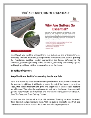 Why Are Gutters So Essential
