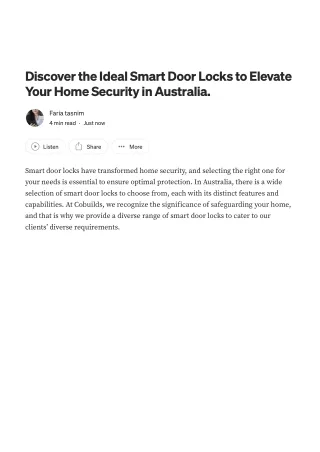 Discover the Ideal Smart Door Locks to Elevate Your Home Security in Australia. _ by Faria tasnim _ May, 2023 _ Medium