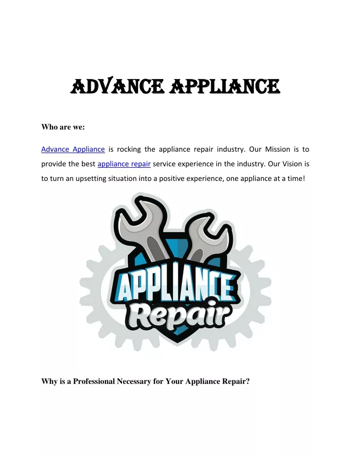 advance appliance advance appliance