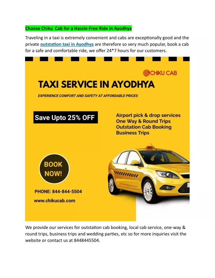 choose chiku cab for a hassle free ride in ayodhya