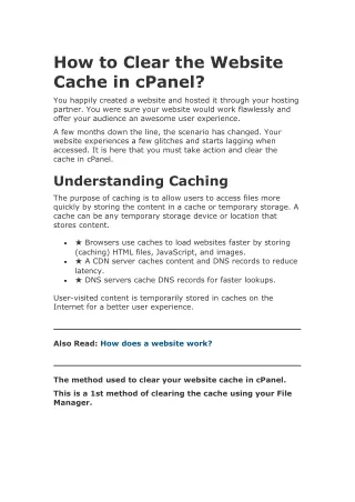 how to clear the website cache in cpanel