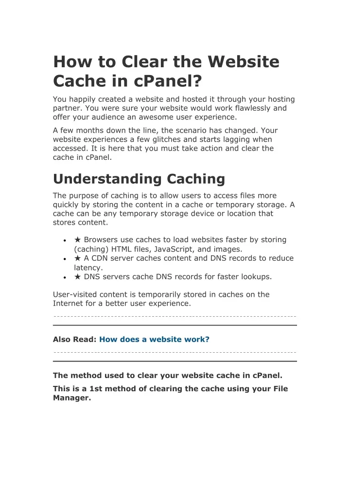 how to clear the website cache in cpanel
