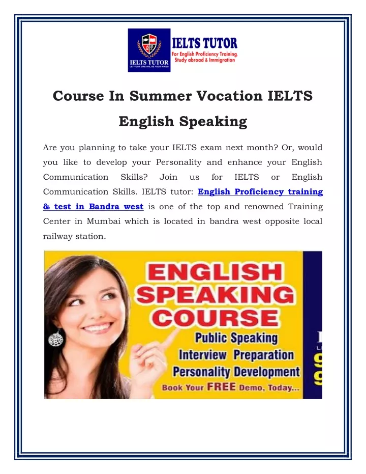 course in summer vocation ielts