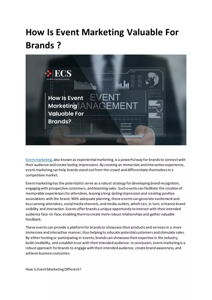 how is event marketing valuable for brands
