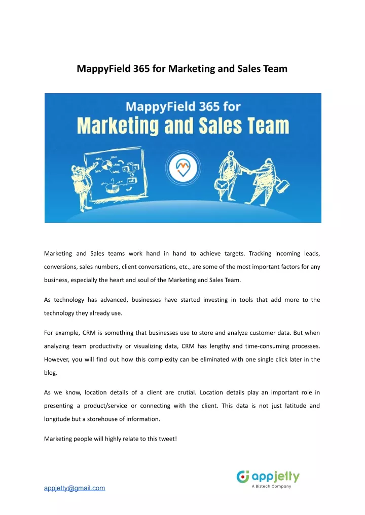 mappyfield 365 for marketing and sales team