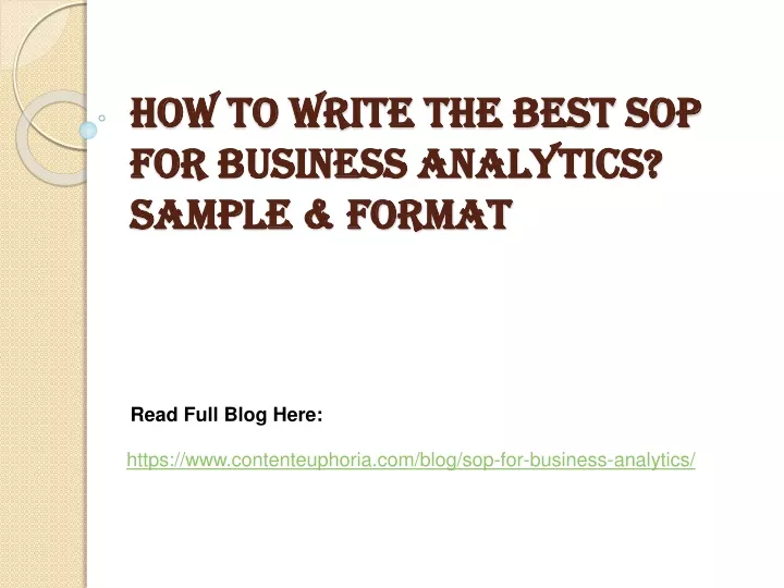 how to write the best sop for business analytics sample format