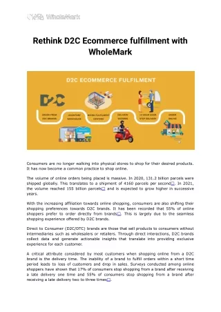 Rethink D2C Ecommerce fulfillment with WholeMark