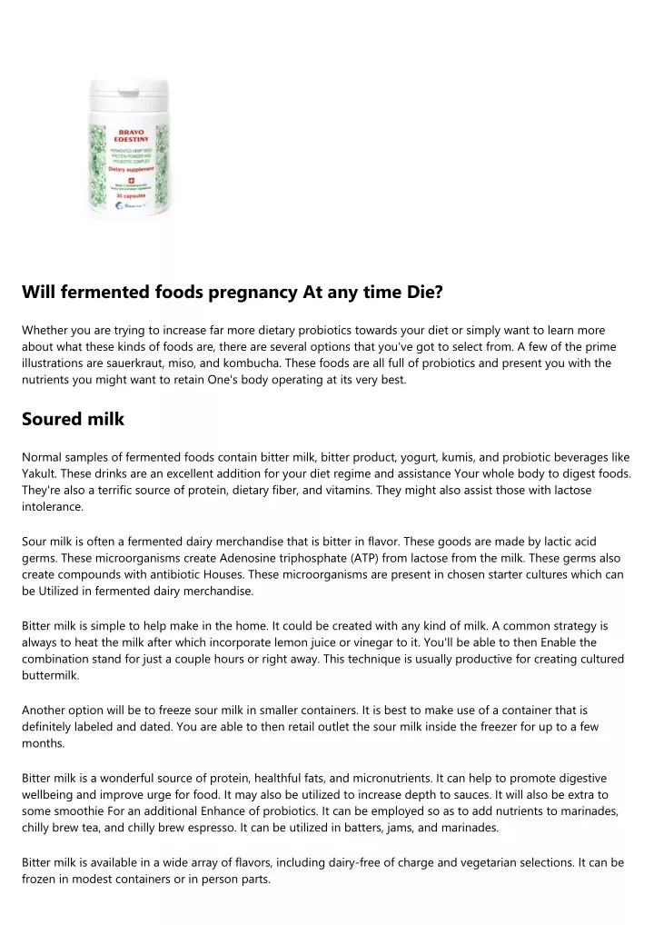 will fermented foods pregnancy at any time die