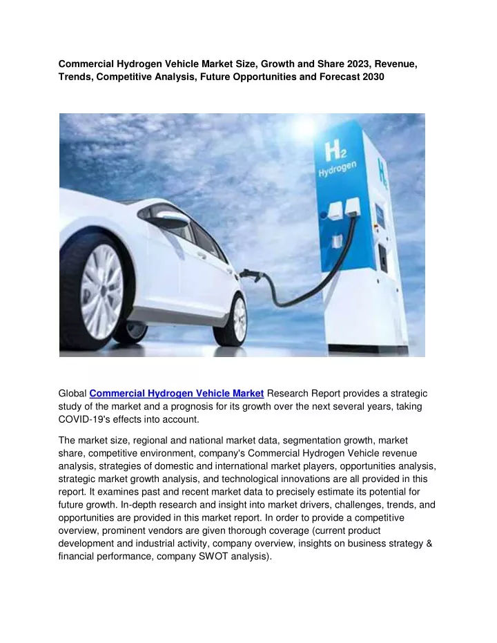 commercial hydrogen vehicle market size growth
