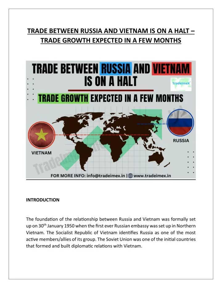 trade between russia and vietnam is on a halt