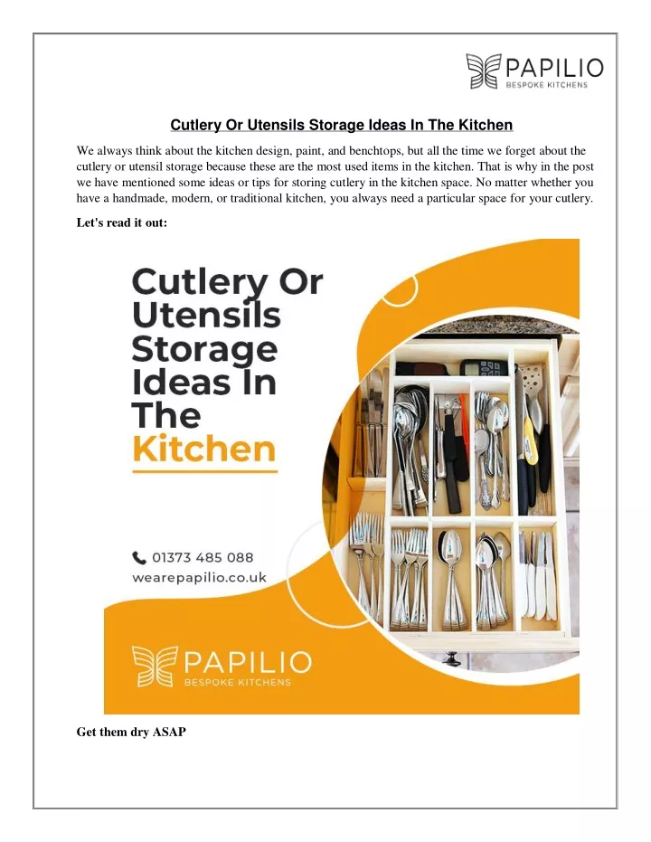 cutlery or utensils storage ideas in the kitchen