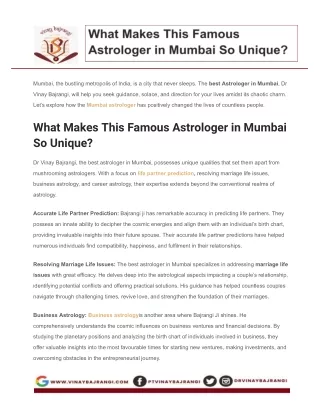 What Makes This Famous Astrologer in Mumbai So Unique