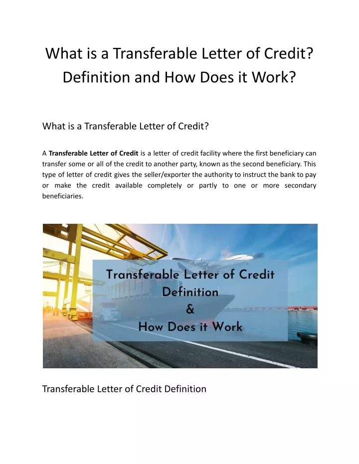 what is a transferable letter of credit
