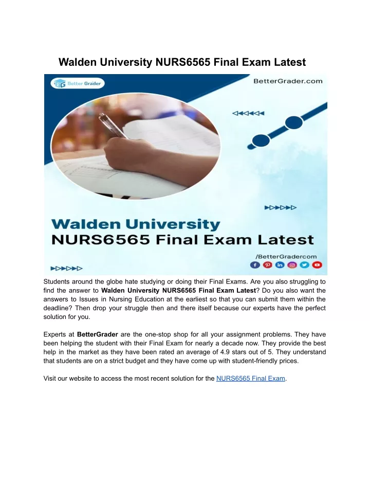 walden university nurs6565 final exam latest