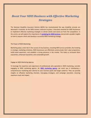 boost your ndis business with effective marketing