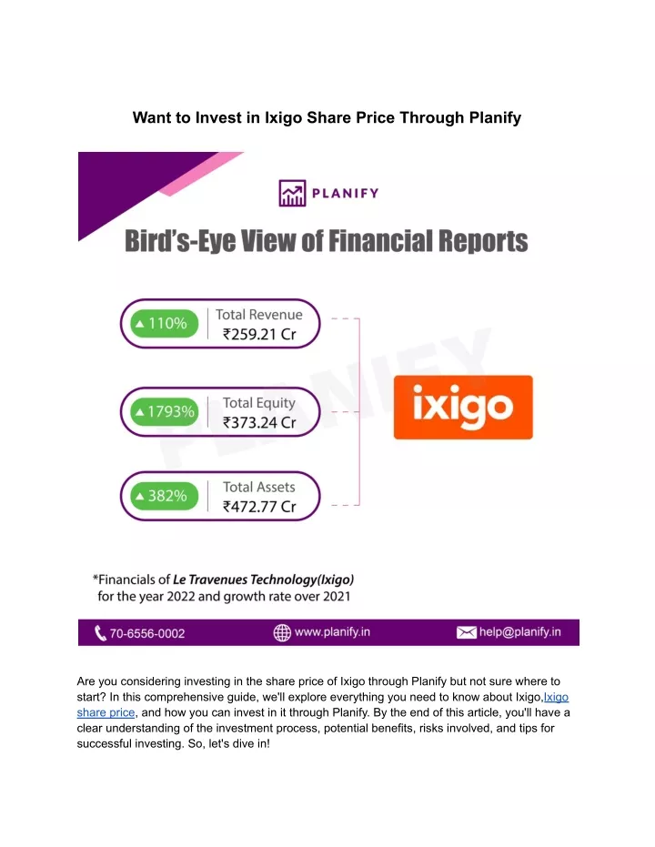 want to invest in ixigo share price through