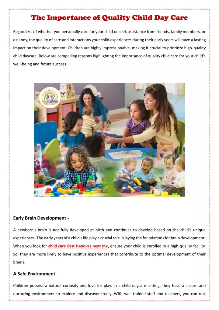 the importance of quality child day care
