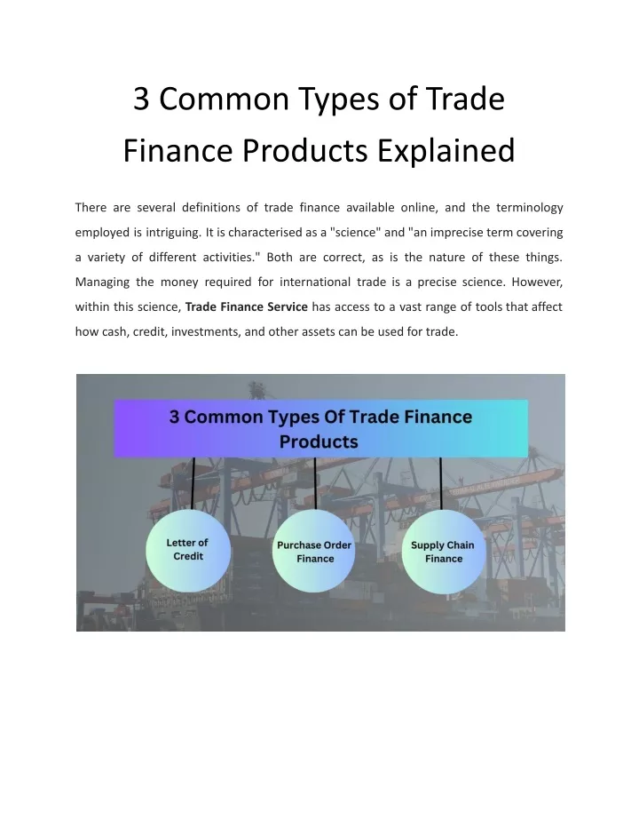 3 common types of trade finance products explained