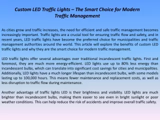 Custom LED Traffic Lights – The Smart Choice for Modern Traffic Management