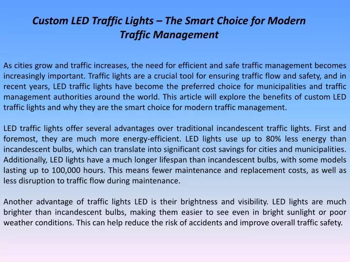 custom led traffic lights the smart choice