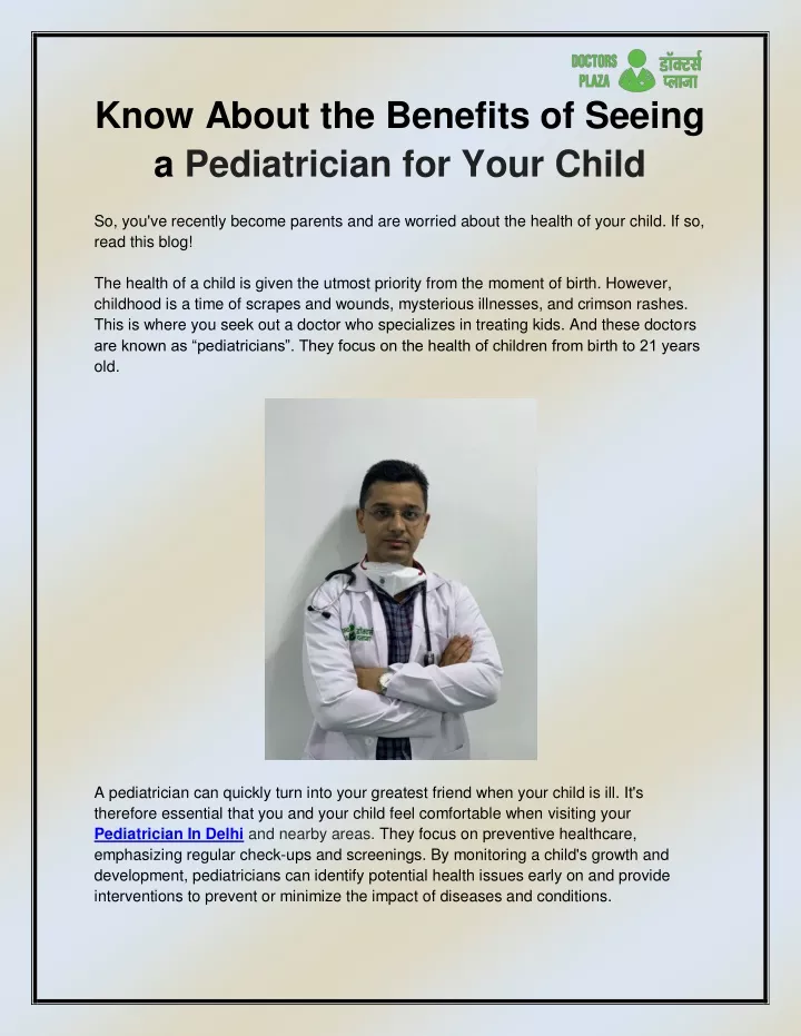 know about the benefits of seeing a pediatrician