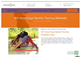 100 Hours Yoga Teacher Training Rishikesh