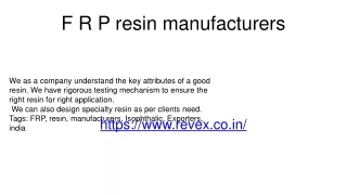 FRP resin manufacturers
