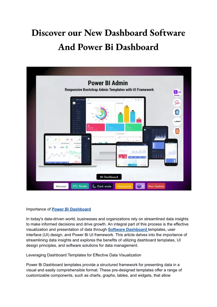 discover our new dashboard software and power