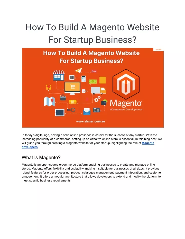 how to build a magento website for startup