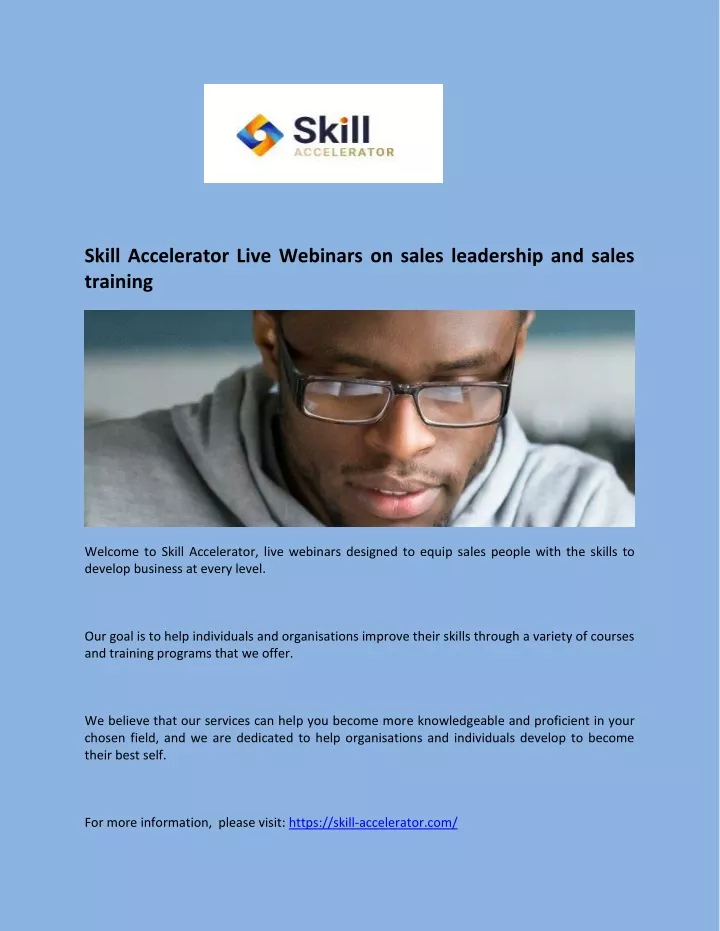 skill accelerator live webinars on sales