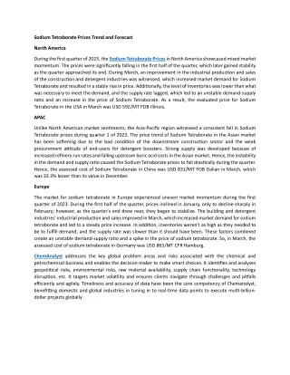 sodium tetraborate prices trend and forecast