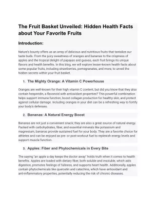 The Fruit Basket Unveiled: Hidden Health Facts about Your Favorite Fruits