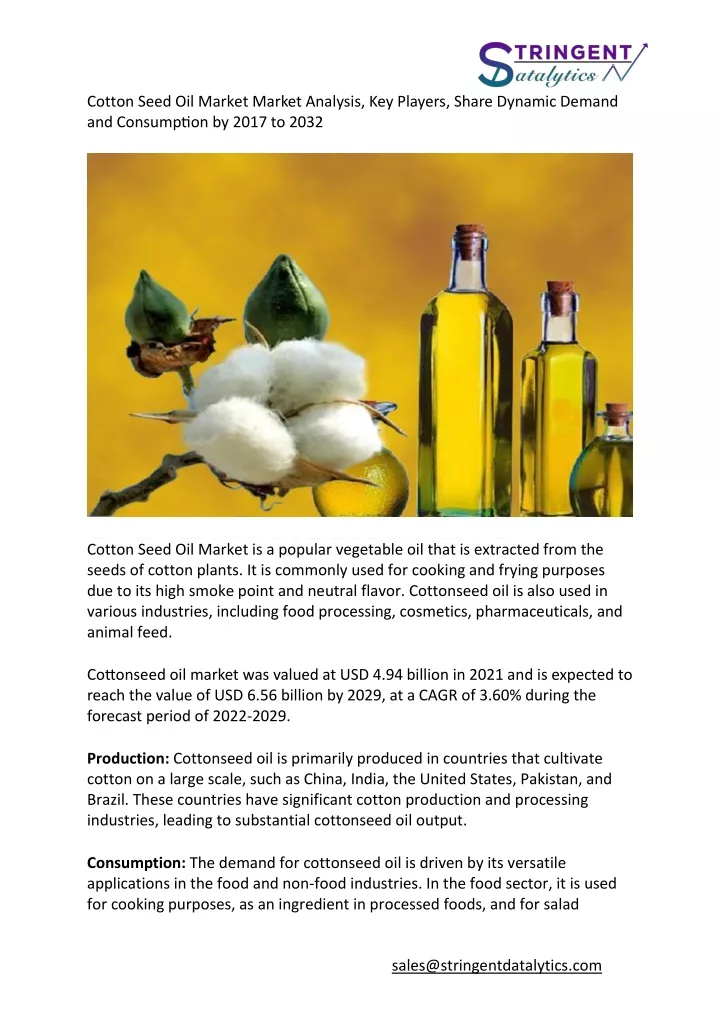 cotton seed oil market market analysis