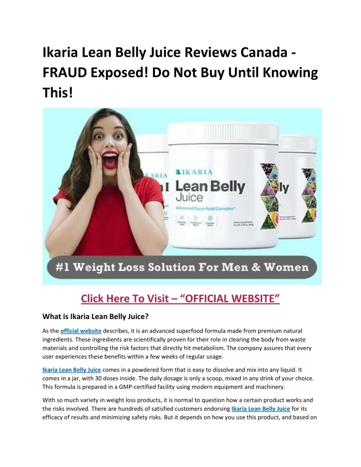 ikaria lean belly juice reviews canada fraud