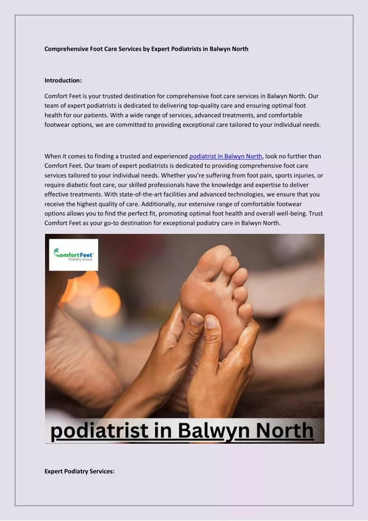 comprehensive foot care services by expert