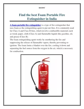 Find the best Foam Portable Fire Extinguisher in India